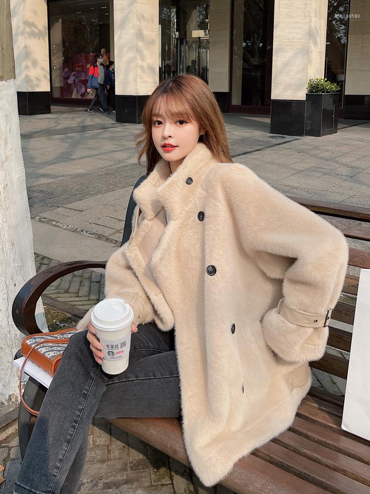 

Women' Fur Women 2022 Autumn Winter Faux Coats Female Warm Soft Thick Jacket Long Sleeve Outerwear H Ladies Casual Overcoat D387, Camel