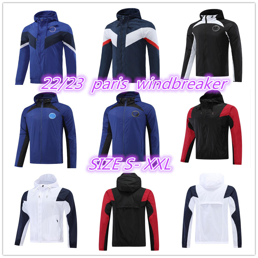 

22 23 Hooded psgs Windbreaker tracksuit Men Football Soccer Long Sleeve Full Zipper 2022 2023 paris Hoodie Sergio Ramos MBappe Football Jackets Sweatshirt