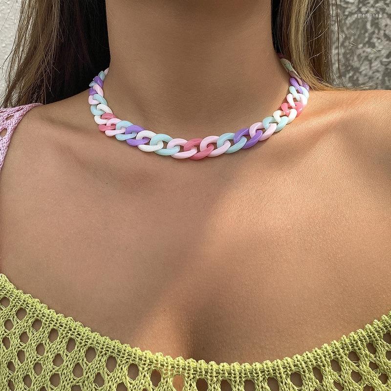 

Choker 2022 Chunky Statement Necklaces For Women Resin Geometric Punk Jewelry Macron Cute Lady Party Accessories Christmas Gift