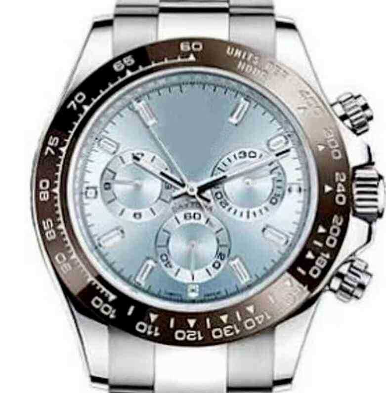 

Men Automatic Mechanical Watches Ice Blue Dial 116506 Bludo Stainless Steel Sapphire Ceramic Bezel Diamonds Sport Watch 40mm