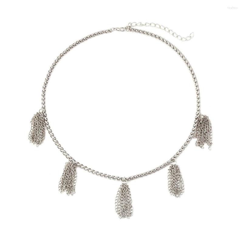 

Choker Silver Metal Chain Tassel Pendant Necklace For Women Female Niche Design Sense Retro Street Clavicle Chokers Jewelry