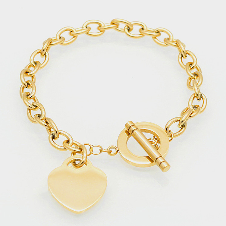 

Top designer bracelets titanium steel 14mm peach heart with letters links chain bracelet OT clasp for men women 18cm classic fashion Christmas gifts for girlfriend