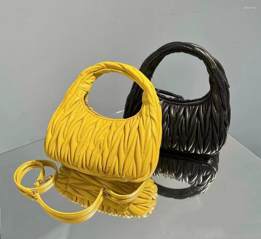 

Evening Bags Women Sheepskin Bag Shoulder Luxury High Quality Fashion Pleated Bolsos De Hombro Lujo Piel Oveja Suave For Ladies, A07