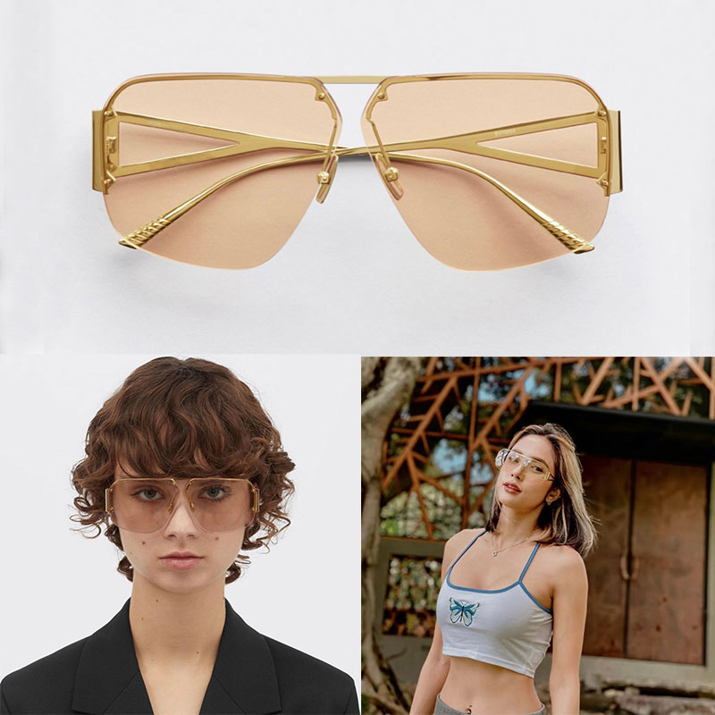 

Women designer sunglasses unique metal frame BV1065 luxury rimless men sunglasses clear lens glasses