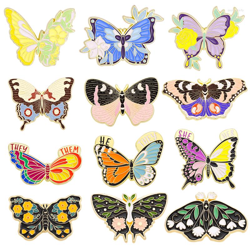 

Brooches 5pcs/set Butterfly Flower Enamel Pin Accessories Badge Lapel For Clothes Backpack Woman Decorative Jewelry Brooch Friend