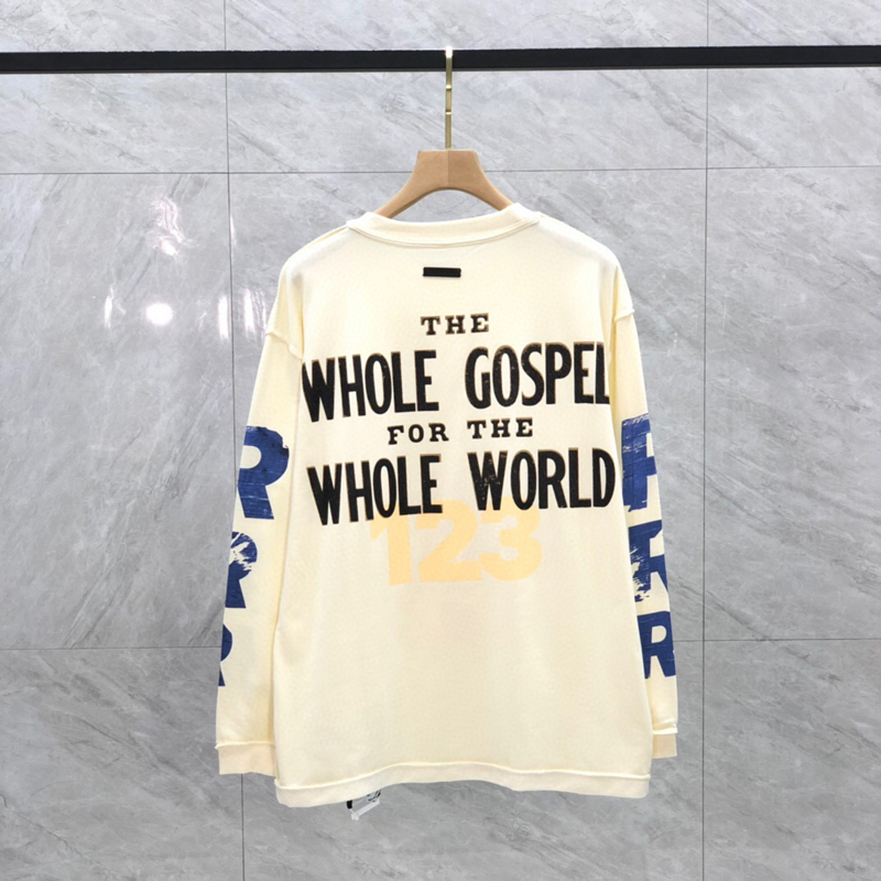 

22FW Spring Summer USA Collaborate Jesus Tee High Street Inside Out Long Sleeve Logo Women Mens Casual Cotton Tshirts T shirt, Beige