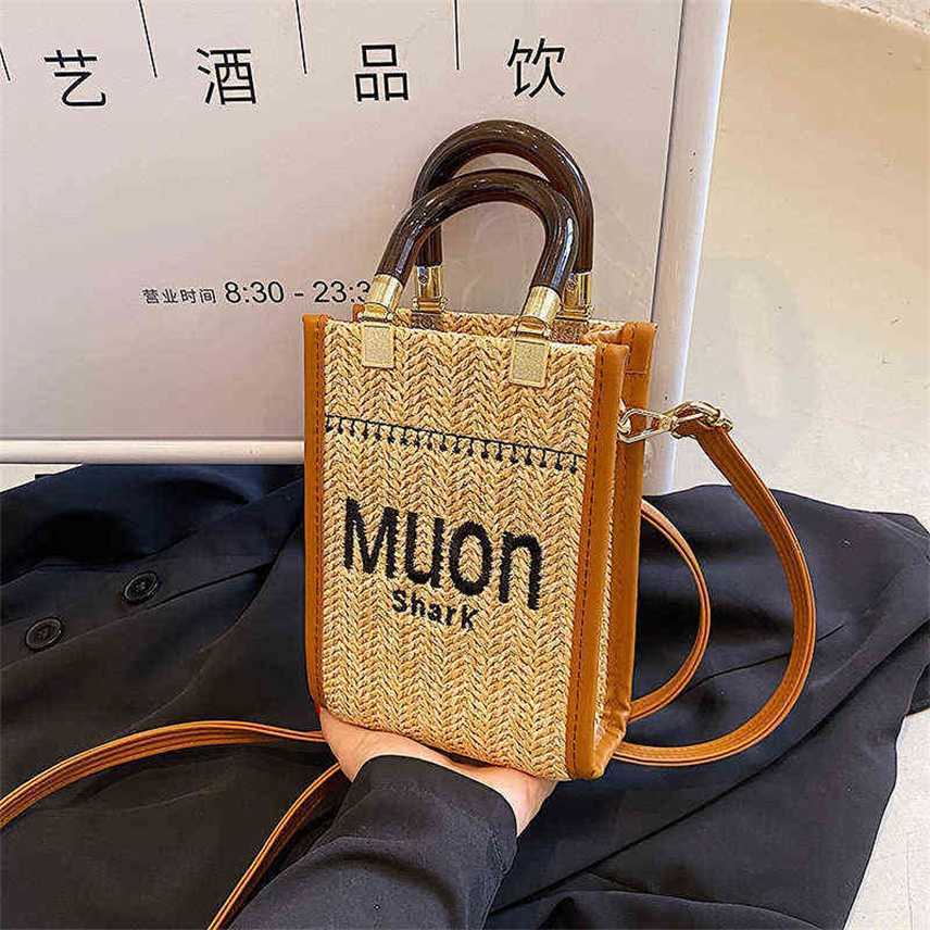 

acrylic Tote Bag woven straw women's bag new one shoulder handbag Purses, Creamy-white