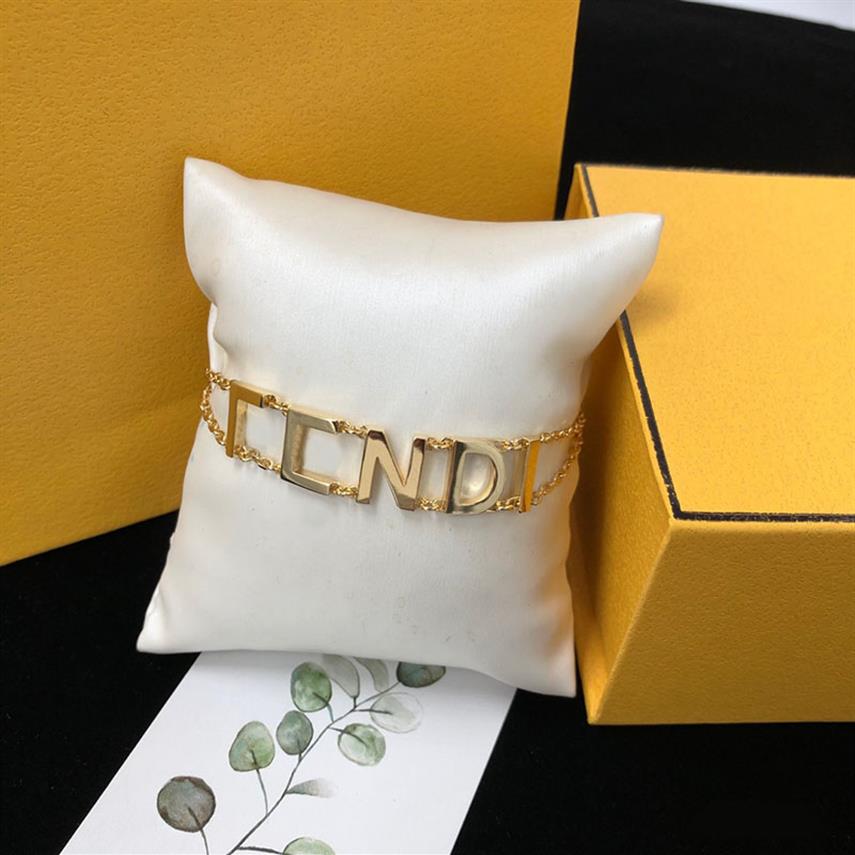 

Womens Gold Bracelet Designer Chain Letter Bracelets Luxury F Fashion Jewelry High Quality Mens Gift Goldn Casual Bracelets D21102296F