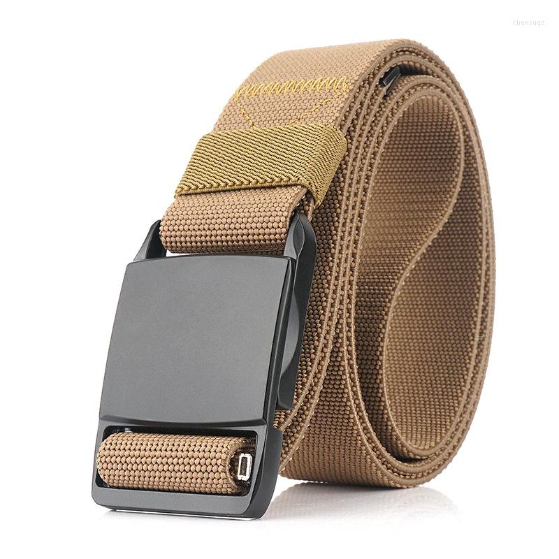

Belts TJ-TianJun Men Elastic Belt With Alloy Magnetic Buckle Twill Weave Tactics Waistband Free To Adjust Length Outdoor Casual Girdle, Black
