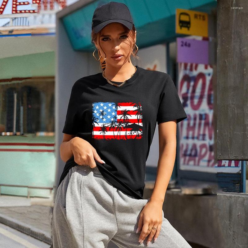 

Women' T Shirts 2022 Independence Day T-shirt Women Maid Lady EUR 4th Of July American Flag Print Black Multiple Colour Short Sleeve Girls, White
