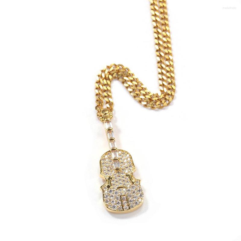 

Chains Classic Copper CZ Necklace Full Crystal Guita Gold Link Chain Pendant Choker For Women Men Jewelry