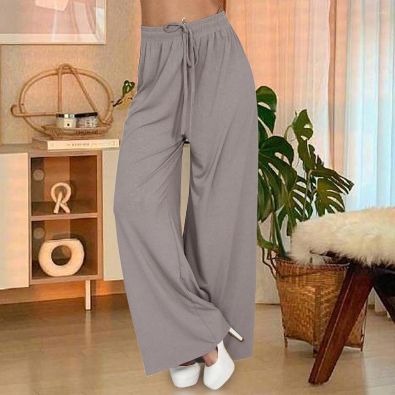 

Women's Pants Women Solid Color High Waist Casual Wide Leg Drawstring Summer Daily Clothes Elastic Waistband, Pink