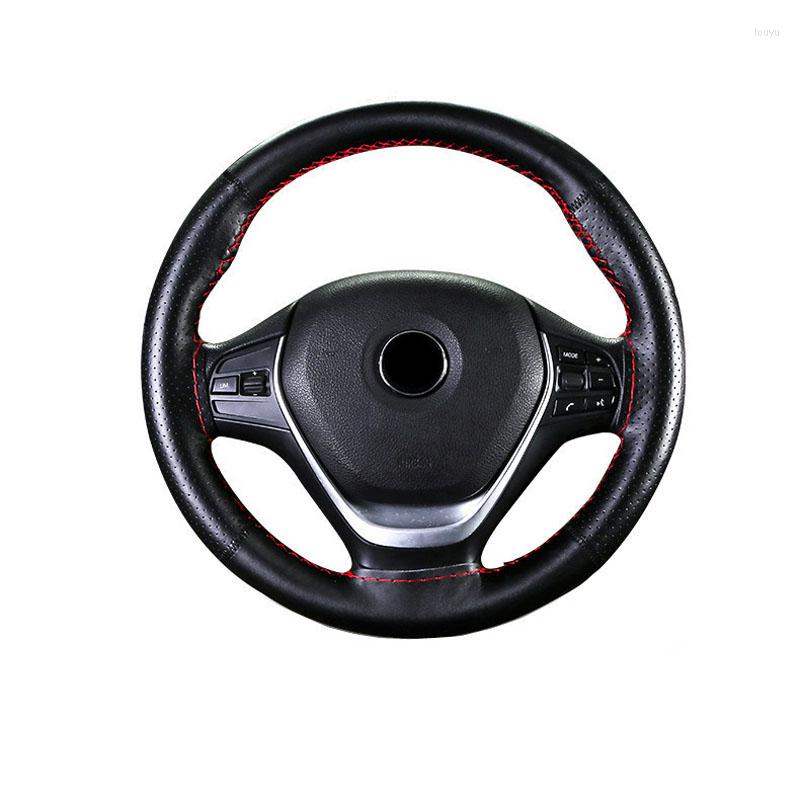 

Steering Wheel Covers 38cm Genuine Leather Side Hole Splice Car Cover Soft DIY Hand Sewing Braid Case With Needle And Thread
