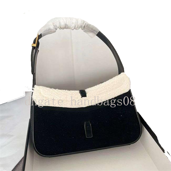 

Evening Bags WoolUnderarm Women Bag Lamb High Quality Clutch Handbag Purse Tote Bags Leather Handle Brand Letters Shoulder Hobo Solid ColorM 807089988, Black