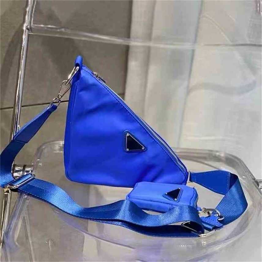 

Purse Two in one mini triangle bag sling one Shoulder Messenger Bag Oxford Canvas Handbag hand-held autumn and winter girl, Blue