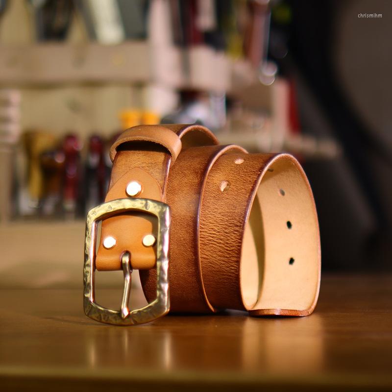 

Belts Luxury Original Cowhide Leather Men's Belt Retro Casual Design Jeans For Designer Copper Pin Buckle Dropship, Black