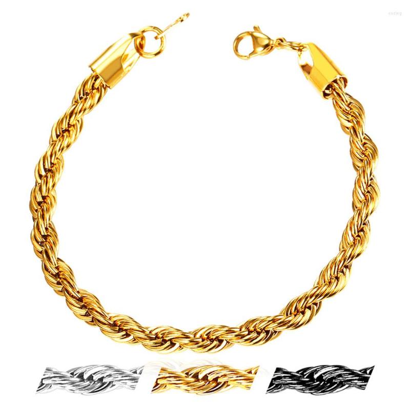

Link Bracelets Collare Bracelet Men Gold/Black Color Jewelry 316L Stainless Steel & Bangles Twisted Chain H300
