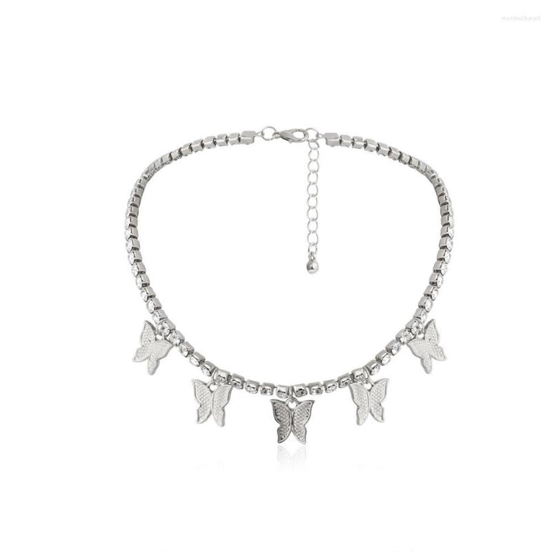 

Chains Luxury Crystal Butterfly Pendant Choker Necklace 925 Sterling Silver Jewelry Wholesale