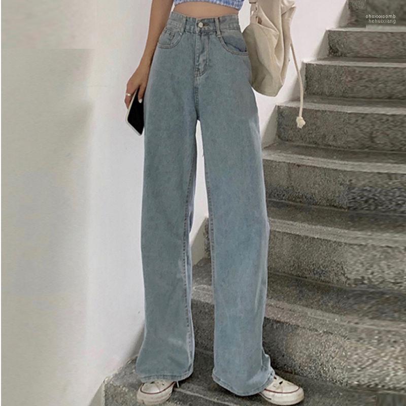 

Women' Jeans Women' Light-colored Floor-length And Loose 2022 Spring/summer Slimming Full-length Trousers Washed With High W, Light blue
