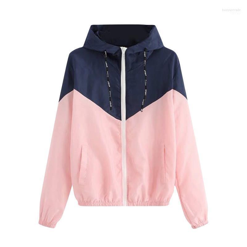 

Women's Jackets Women's Winter Womens Hoodies Long-sleeved Hooded Zipper Sweatshirts Oversized Stitching Contrast Color Windbreaker, Pink