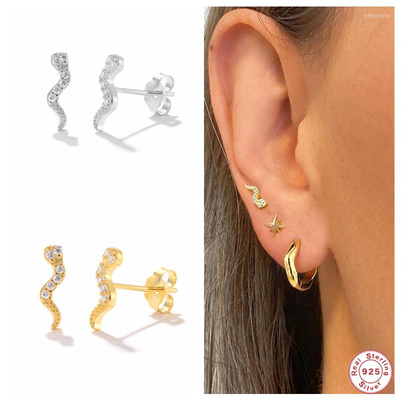 

Stud Earrings Aide 925 Sterling Silver Cute Zircon Small Twisted Snake For Women Piercing Pendientes Jewelry Versatile Ear Studs