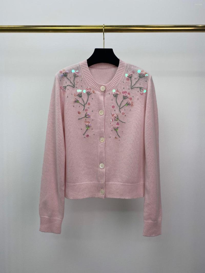 

Women' Knits Autumn And Winter 2022 Beaded Cardigan Sweater 0829, Pink