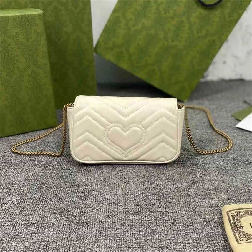 

Bags Cool family Marmont series supermini love wavy sling single shoulder slung double chain women's bag Purses, White