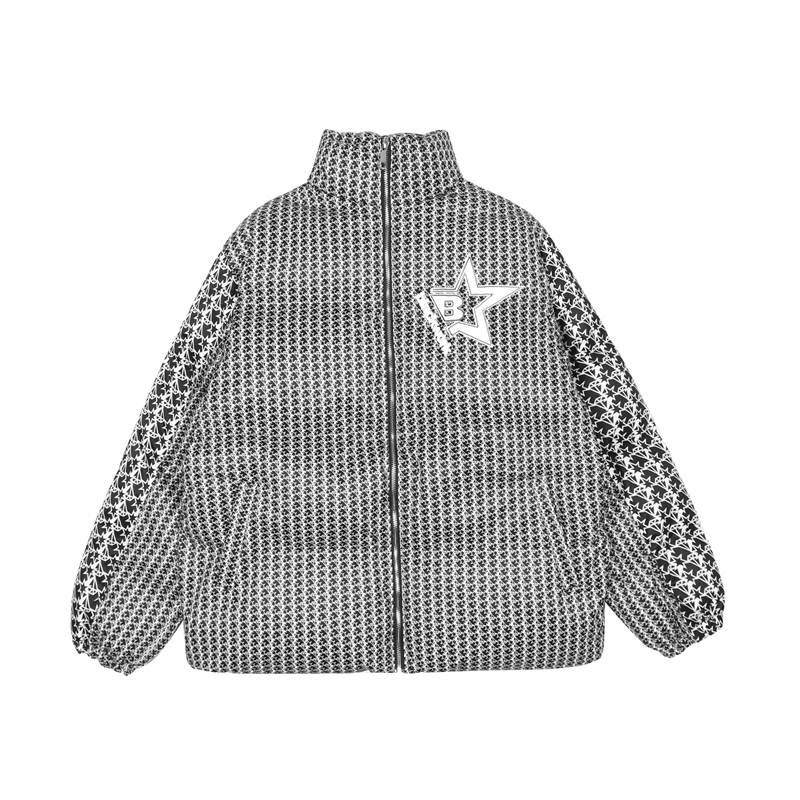 

Letter Pattern Embroidery Thick Winter Coat Men's High Street Lapel Parka Loose Unisex Jackets