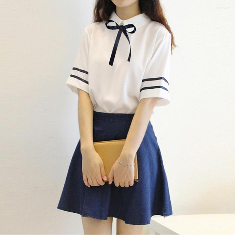 

Work Dresses High Quality British Men Sailor Uniform Japanese Girl School Uniforms Cotton Student College Women Denim Skirt Shirt Dress Suit, Boy