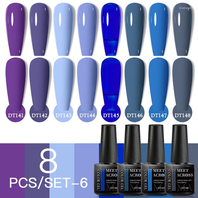 

Nail Art Kits MEET ACROSS 8/10Pcs Gel Polish Set 7ML Long Lasting Color Varnish Manicure Soak Off UV Glitter Lacquer
