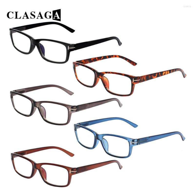 

Sunglasses CLASAGA 5 Pack Reading Glasses Men Women Spring Hinged Rectangular Frame Decorative Eyewear HD Prescription Magnifier Eyeglasses