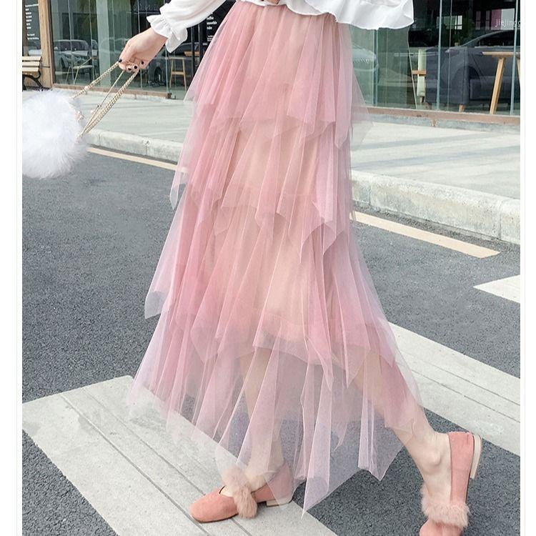 

Skirts Woman Women' Spring Tulle Skirt Black High Waist Mujer Faldas Saias Mulher