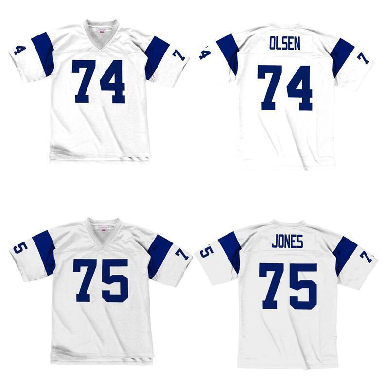 

CUSTOM custom Stitched football Jersey 74 Merlin Olsen 75 Deacon Jones 1969 Mitchell & Ness retro Rugby jerseys Men Women Youth S-6XL, Stitched jersey