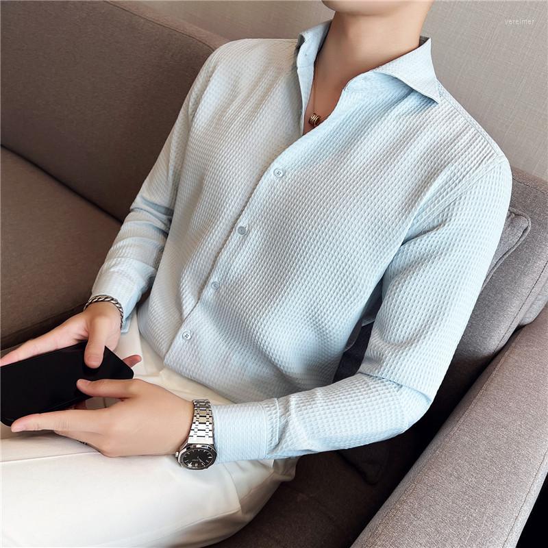 

Men's Casual Shirts 2022 Autumn One Word Collar Men Long Sleeve Slim Shirt Solid Color Business Dress Streetwear Tuxedo Blouse, Black