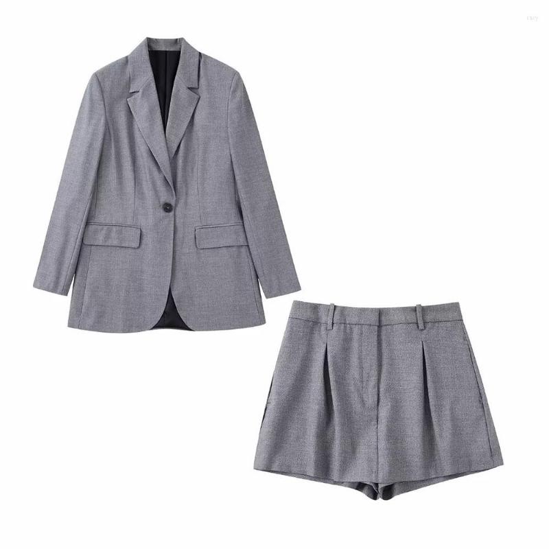 

Women's Suits Fall 2022 Women's Fashion Chic Vintage Lapel Single Button Long Sleeve Flap Pockets Casual Classic Office Straight Cut, As shown