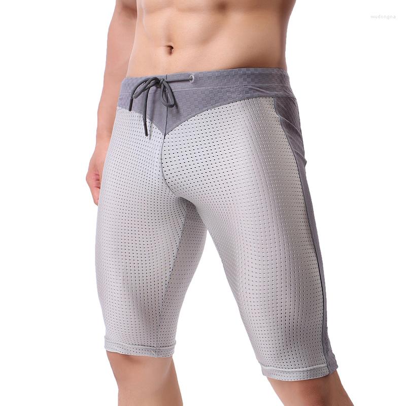 

Men's Sleepwear Men Long Boxer Shorts Mesh Breathable Sleep Bottoms Gym Workout Fitness Bodybuilding Casual Pant Jogging Cycling Boxers, Black