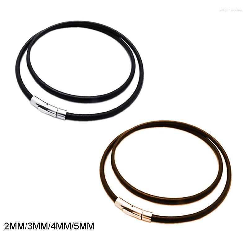 

Choker Brown Black Leather Chokers Men's Necklaces Rope Chain Stainless Steel Magnetic Necklace For Men Him 2MM/3MM/4MM/5MM