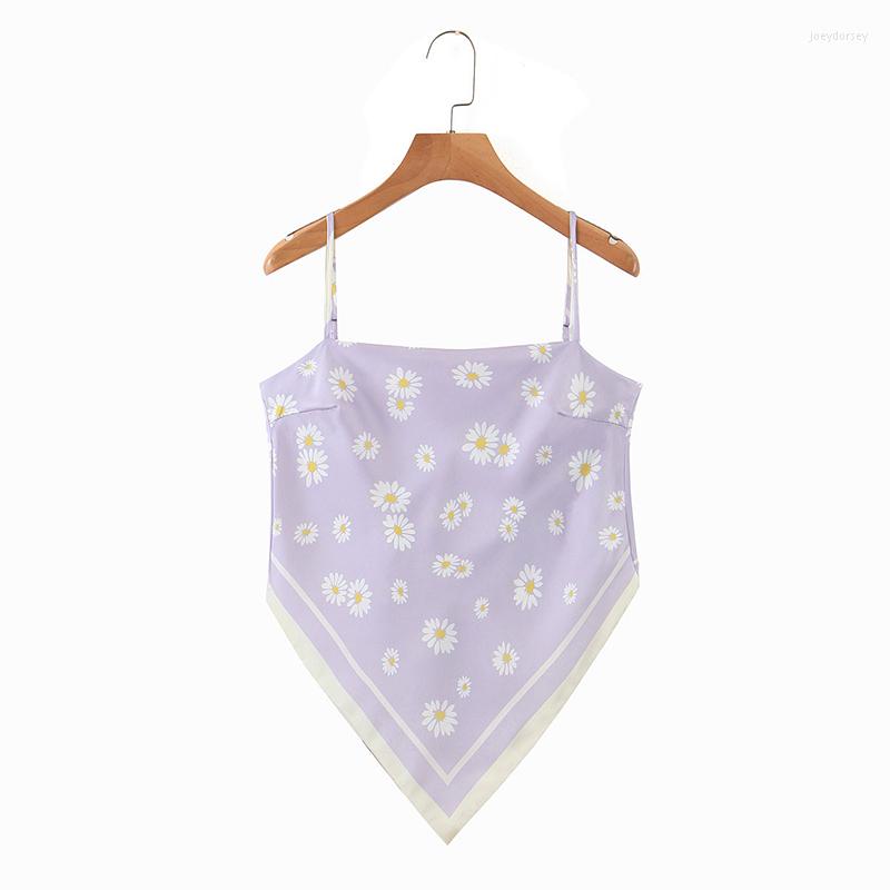 

Women's Tanks Printed Women's Sexy Backless Wild Sling Top Exposed Umbilical Short Club Slim Fashion Summer Streetwear Spaghetti Bowknot