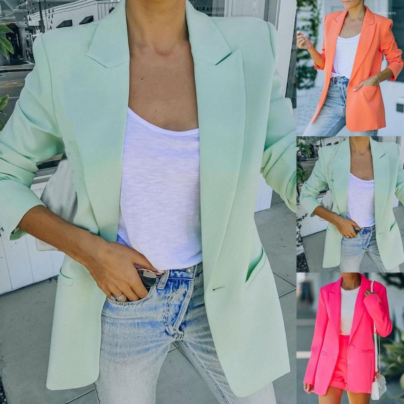 

Women's Suits Office Blazer Fashion Lapel Pockets Suit Jacket Cardigan Women Coat For, Pink