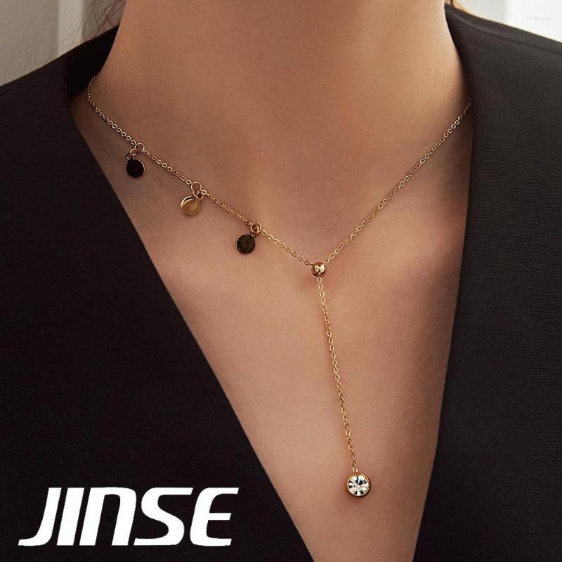 

Pendant Necklaces JINSE Trendy Fine Gold Chain Zircon Necklace For Women Temperament Personality Shiny Wedding Fashion Jewelry Gift