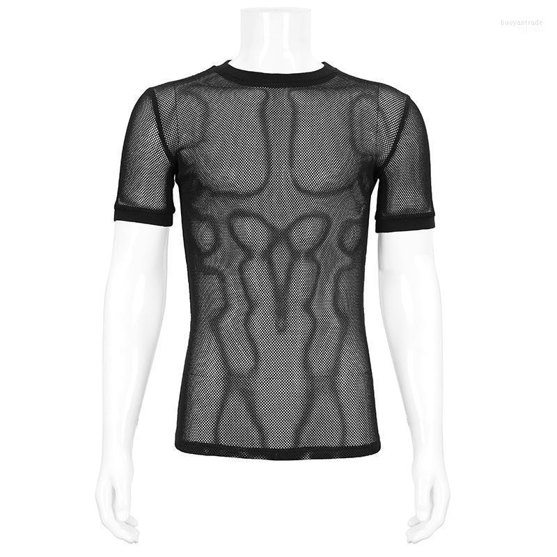 

Men' T Shirts Men' T-Shirts European And American Punk Rock Style Perspective Diamond Net Basic Short Sleeve Sexy Night Disco, Tt039