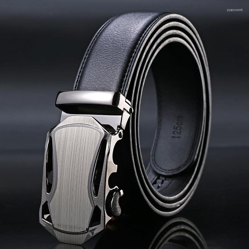 

Belts Men Adult Automatic Leather Belt PU Formal Solid MenLuxury, Black