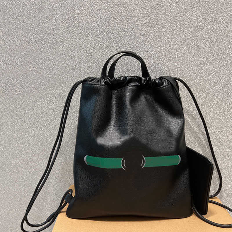 

handbag Evening bag Men String Backpack Bag Women Corssbody Bags Unisex Soft Handbags Red Green Stripe Knapsack Genuine Leather Fashion Lettering High Quality, Just a box