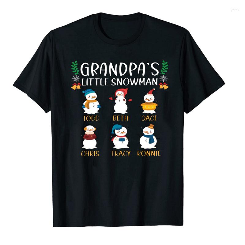 

Men's T Shirts Grandpa's Little Snowman Shirt Men Women Funny Christmas Gifts Graphic Short Sleeve Kawaii Clothing, White