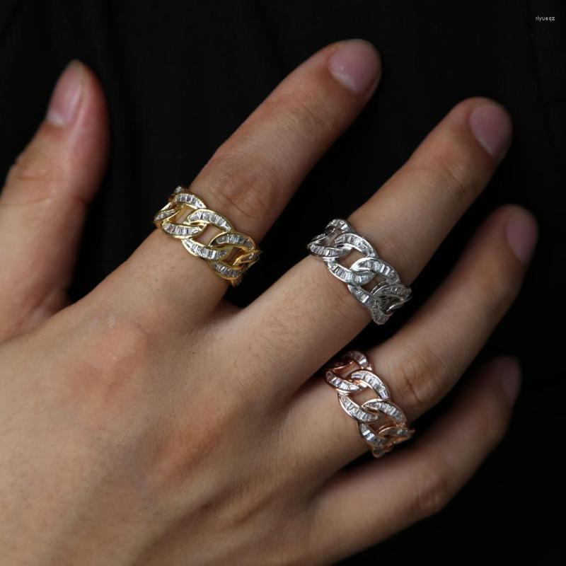 

Wedding Rings Fashion Anillos Ring Anel Cuban Micro Pave Cubic Zircon Hip Hop Mens Rock Chain Jewelry Drop
