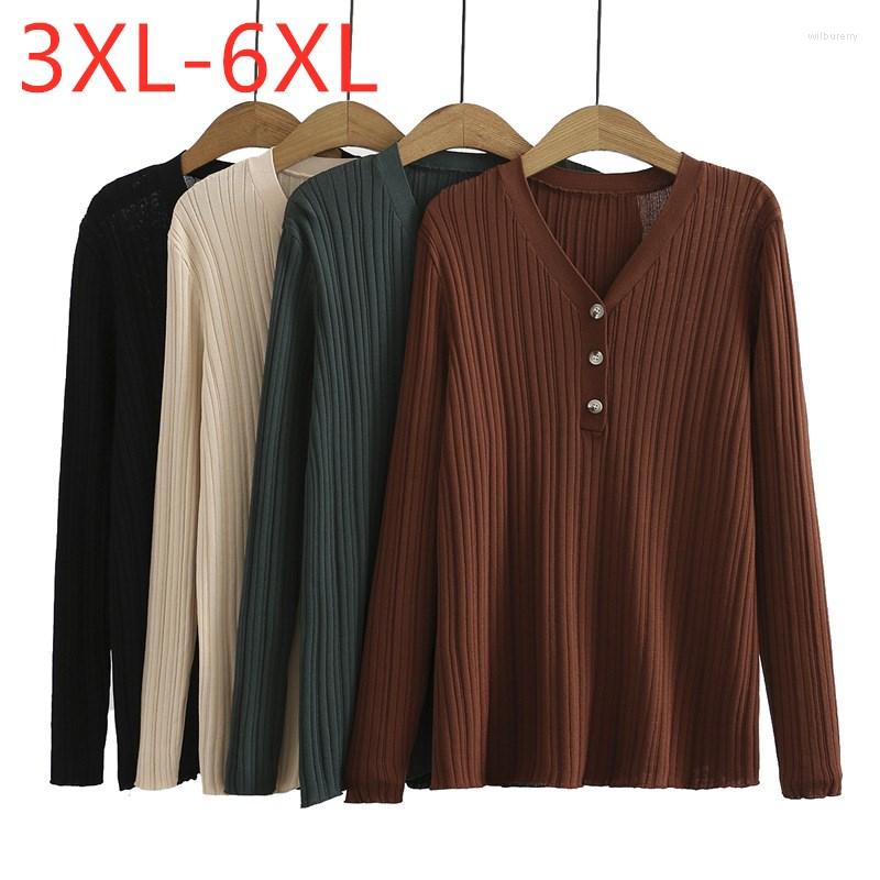 

Women's Blouses 2022 Ladies Spring Plus Size Knit Basic Tops For Women Large Blouse Long Sleeve Slim Elastic Button Shirt 3XL  5XL 6XL, Green