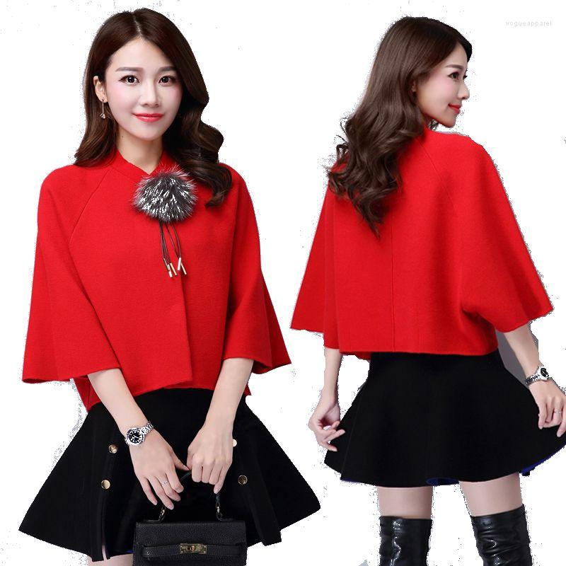 

Women's Knits 2022 High Quality Brand Autumn Winter Sweater Women Cardigan Loose Single Breasted Women's Cashmere Cape Female, Black