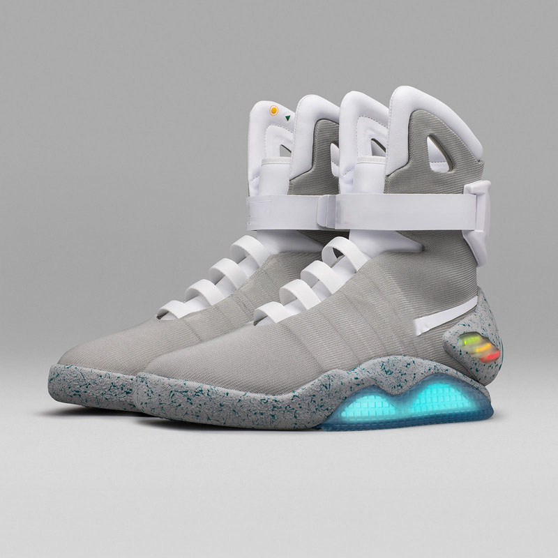 

2023 TOP Back To The Future Automatic Laces Air Mag Sneakers Marty Mcfly's Led Shoes Back To The Future Glow In Dark Gray TOP Mcflys Sneakers With