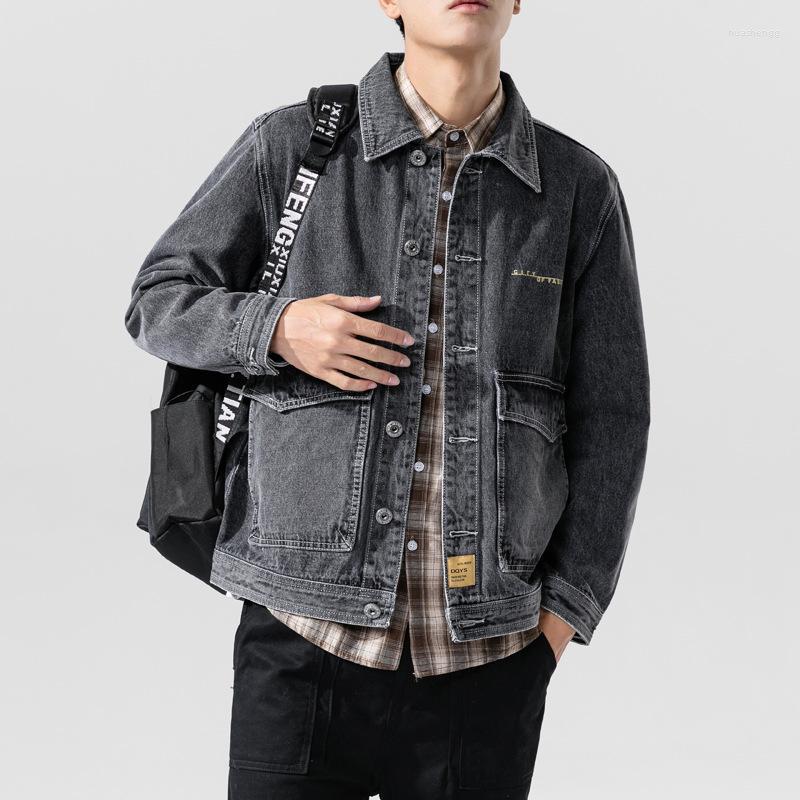 

Men's Jackets Men's Big Size 5XL 2022 Cotton Denim Jacket Casual Individuality Letter Jeans Coat Spring Autumn Quality Est Fashion, Gray