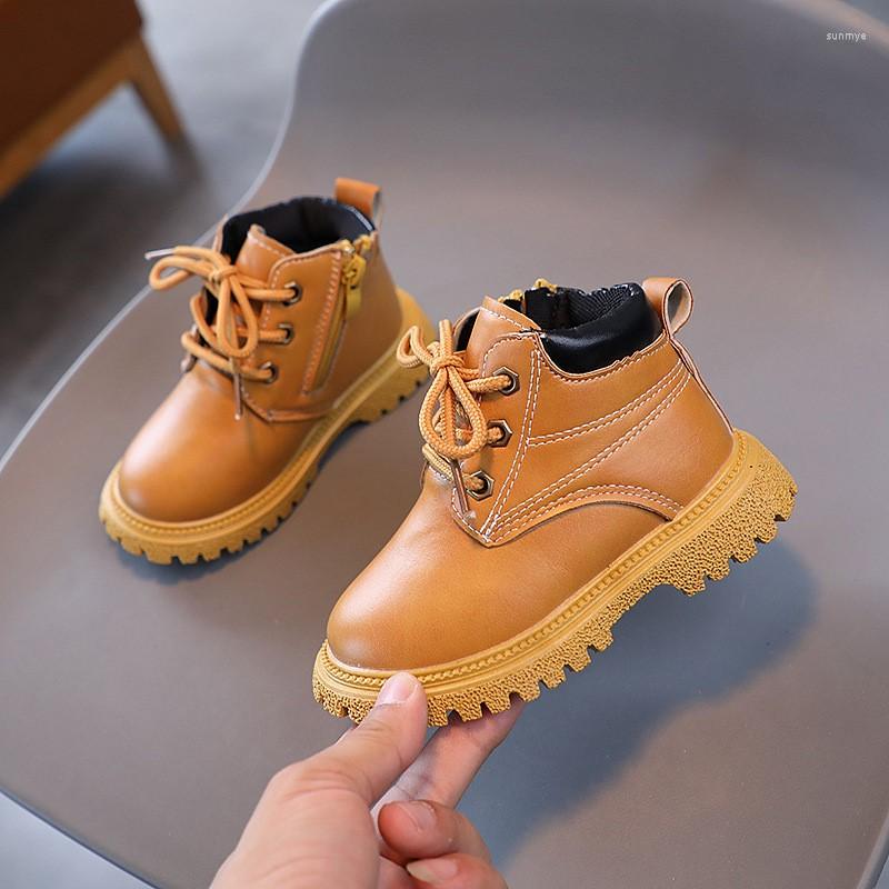 

Boots COZULMA Kids Autumn Winter Fashion Children Ankle For Boys Short Girls Platform Leather Sneakers Size 21-30, Black